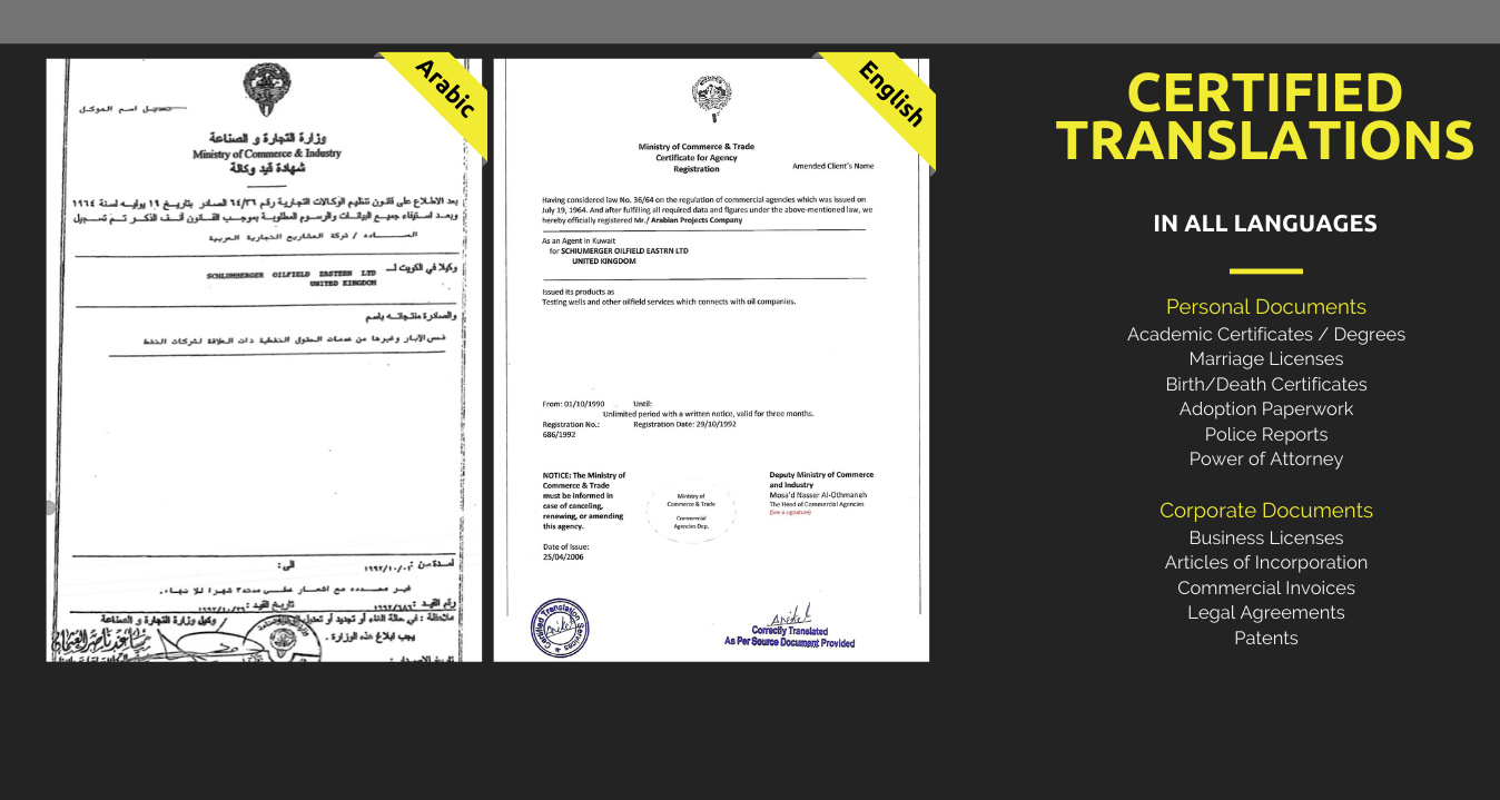 certified translation and notarized translation