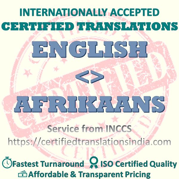 English to Afrikaans Graduation Degree Certificate translation