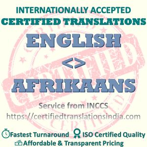 English to Afrikaans Certificate of incorporation translation