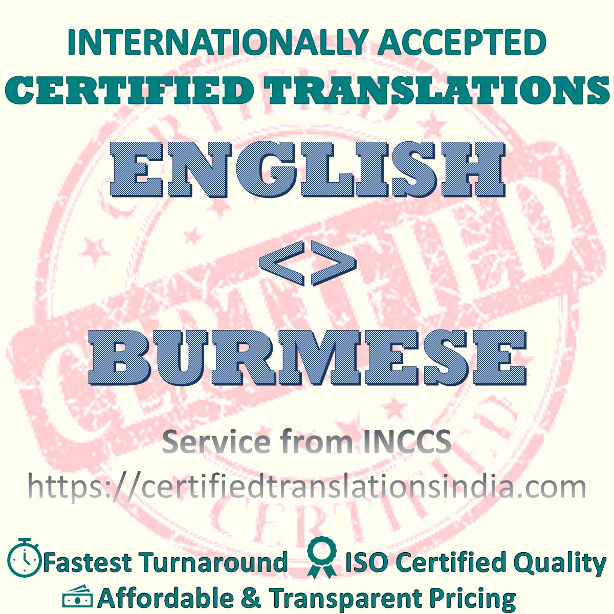 English to Burmese Birth Certificate Certified Translation  91 8828165468