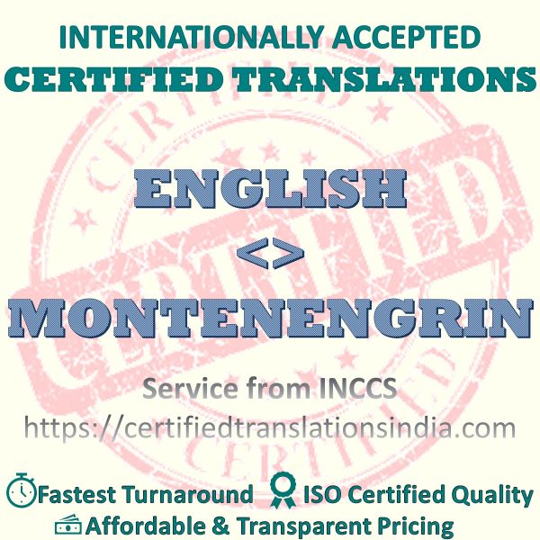 English to Montenengrin Graduation Degree Certificate translation