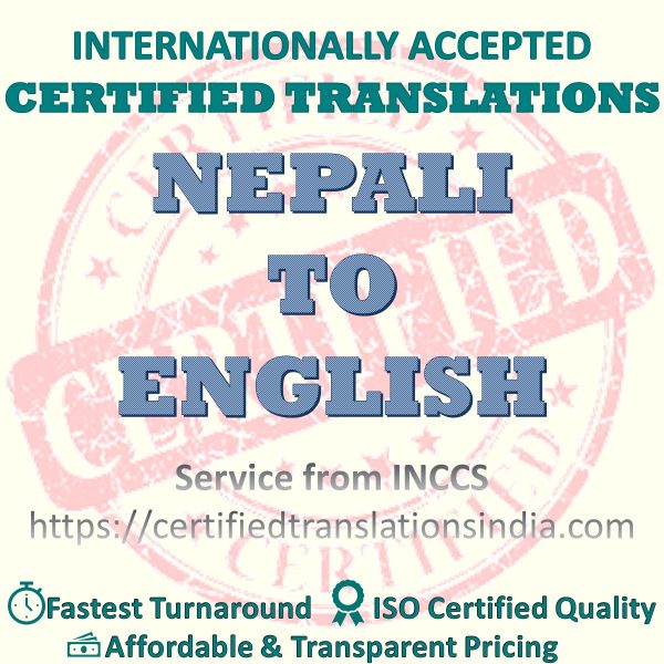 English to Nepali Divorce Certificate translation