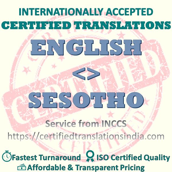 English to Sesotho Dentists Certificate translation