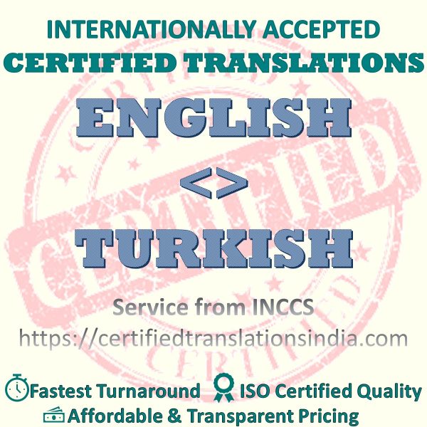 English to Turkish HSC Certificate translation