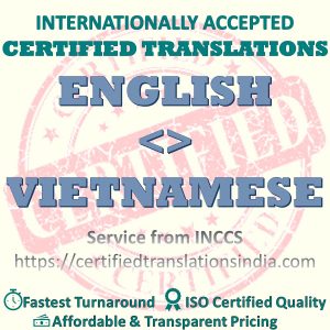 English to Vietnamese Nursing Certificate translation